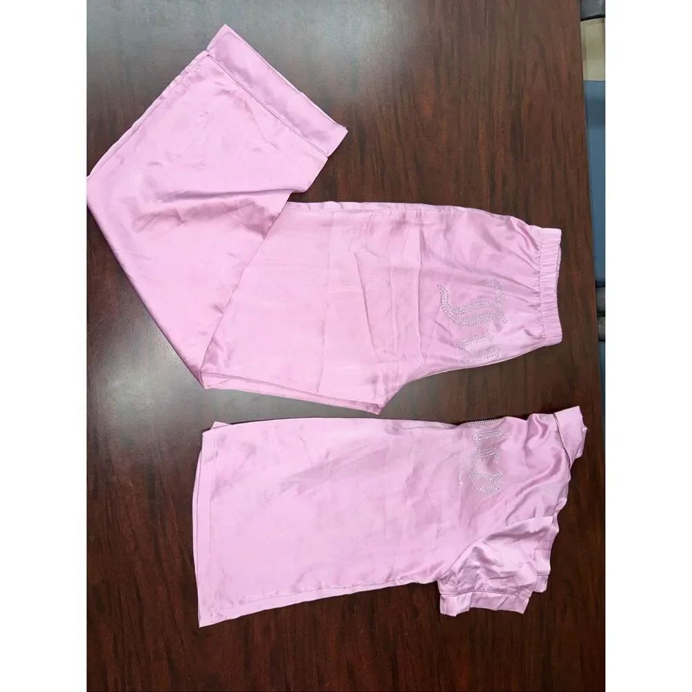 Juicy Couture Pink Satin Two Piece Pajama Sleep Set Size Small